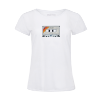 T-shirt White - The Motley Goat- Tape- rolled sleeve - WOMEN